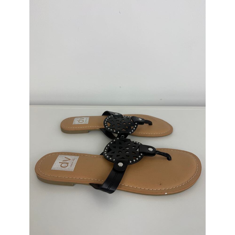 DV by Dolce Vita Womens Gotie Laser Cut Star Studded Black Flat Thong Sandals 5